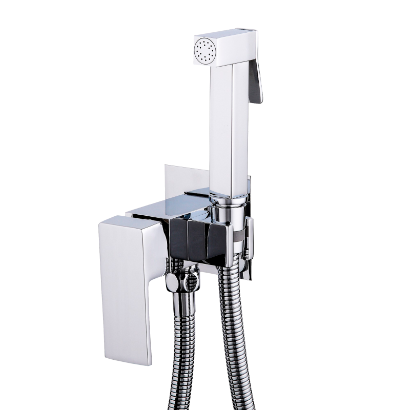 Grifo de bidé empotrado cuadrado spay ducha (frió y caliente