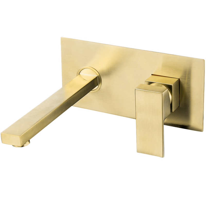 Comprar Grifo empotrado dorado de lavabo oro monomando caña redonda online