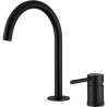 Grifo de lavabo encastrado con cuello cisne redondo negro mate