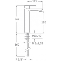 Grifo lavabo pica monomando negro mate serie Legend