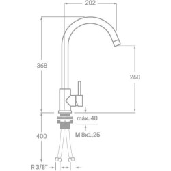 Grifo de fregadero monomando acero cepillado plenum