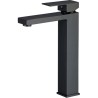 Grifo de lavabo alto pica monomando cuadrado negro serie Segura