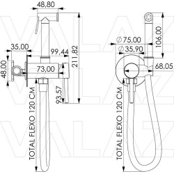 Grifo de bidet empotrado redondo - Agua caliente y fría