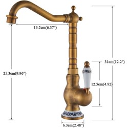 Grifo de lavabo alto retro dorado envejecido diseño vintage