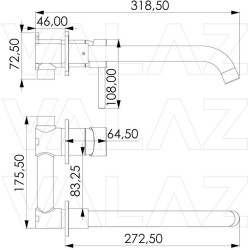 Grifo lavabo empotrado acero cepillado caño largo 26cm monomando redondo