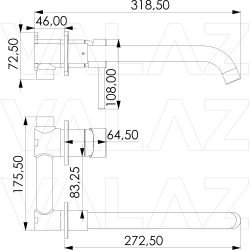 Grifo lavabo empotrado dorado envejecido mate caño largo 26cm monomando redondo