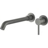 Grifo lavabo empotrado gun metal caño largo 26cm monomando redondo