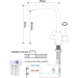 Grifo blanco cocina 3 vías con salida de ósmosis integrada