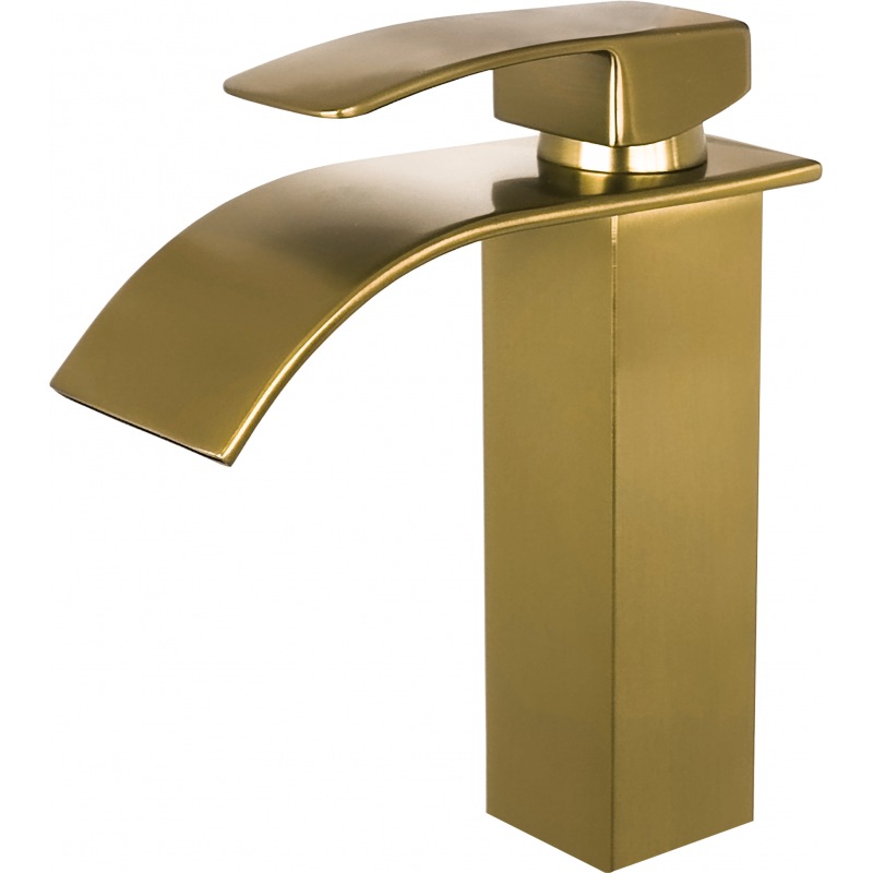 Grifo de lavabo dorado para lavabo, grifo de lavabo de baño alto dorado  cepillado para lavabos de buque, grifo de baño de una sola manija con  drenaje