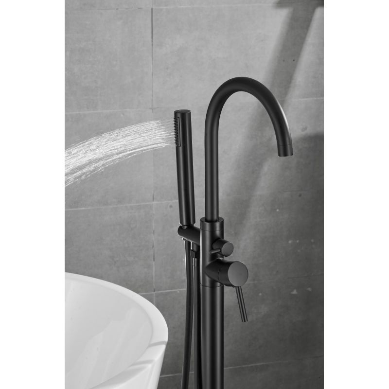  Grifo de baño negro mate S1299D + relleno de bañera de