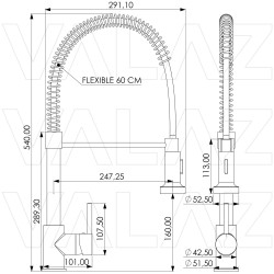 Grifo cocina con caño flexible monomando cromado