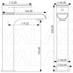 Grifo de lavabo alto pica monomando negro mate serie Turia