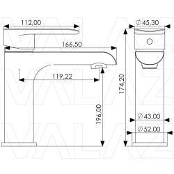 Grifo de lavabo  monomando cromo serie Turia