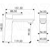 Grifo de lavabo cuadrado monomando cromadonegro mate serie Carrion