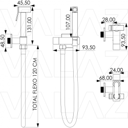 Grifo de bidet cuadrado empotrado en pared (1 vía)