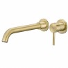 Grifo lavabo empotrado dorado envejecido mate caño largo 26cm monomando redondo