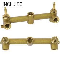 Grifo empotrado bimando dorado cepillado de lavabo