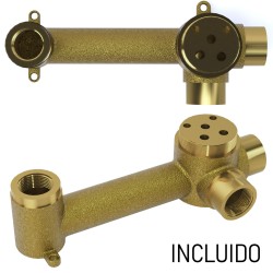 Grifo empotrado de lavabo monomando redondo dorado cepillado