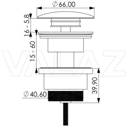 Tapón cromado para lavabo válvula click clack