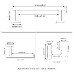 Accesorios de baño en dorado cepillado de acero inoxidable SUS304: Toallero + portarrollos + percha