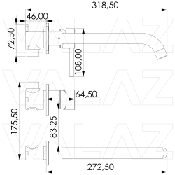 Grifo lavabo empotrado oro mate cepillado mate caño largo 26cm monomando redondo