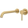 Grifo lavabo empotrado oro mate cepillado mate caño largo 26cm monomando redondo