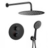Conjunto de ducha empotrada negro mate termostático redondo