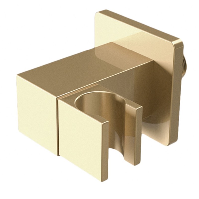 Soporte alcachofa de mano cuadrado inclinable dorado cepillado