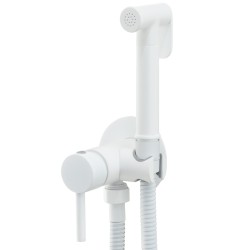 Grifo de bidet empotrado redondo blanco - Agua caliente y fría