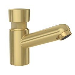 Grifo de lavabo bajo de agua fría con temporizador  en color oro mate