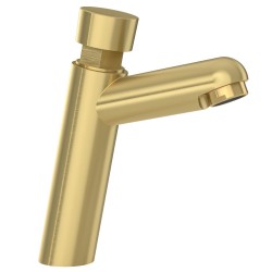 Grifo de lavabo agua fría con temporizado  en color oro mate