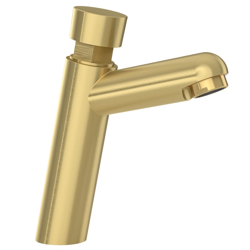 Grifo de lavabo agua fría con temporizado en color oro mate Grifo de lavabo agua fría con temporizado en color oro mate