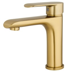 Grifo de lavabo monomando oro mate cepillado serie Turia