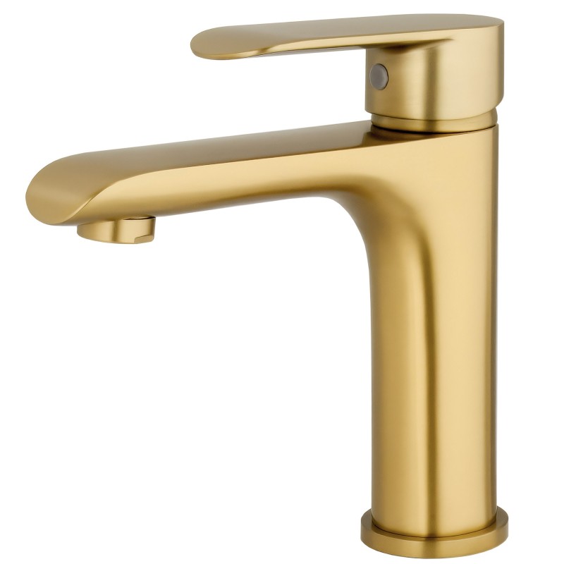 Grifo de lavabo monomando oro mate cepillado serie Turia Grifo de lavabo monomando oro mate cepillado serie Turia