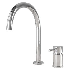 Grifo de lavabo encastrado con cuello cisne redondo cromado