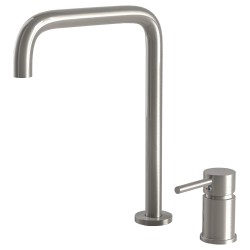 Grifo lavabo encastrado alto pica acero cepillado monomando giratorio