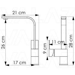 Grifo de cocina giratorio cuadrado monomando cromado serie Lor