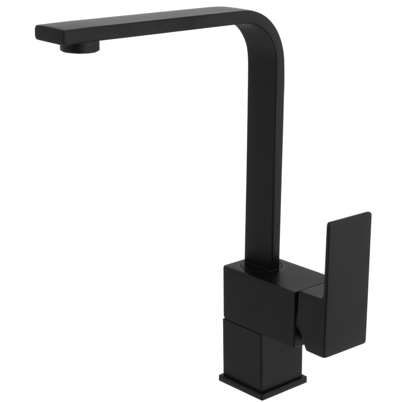 Grifo de cocina giratorio cuadrado monomando negro mate serie Lor