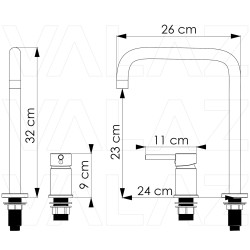 Grifo lavabo encastrado alto pica acero cepillado monomando giratorio