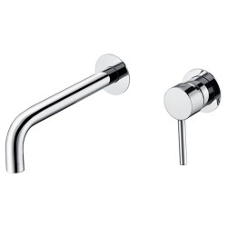 Grifo lavabo empotrado caño fino  redondo fijo cromado de 21cm