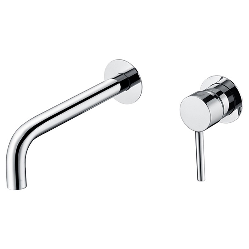 Grifo lavabo empotrado caño fino  redondo fijo cromado de 21cm