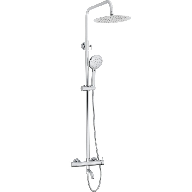 Barra de ducha/bañera monomando acero inoxidable redonda cromo serie Jabalon