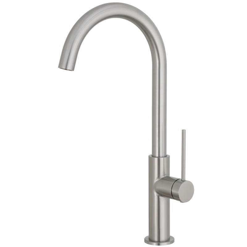 Grifo de cocina monomando alto acero cepillado serie Flumen