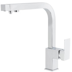 Grifo de cocina monomando 3 vías cuadrado con osmosis en cromado serie Porcos