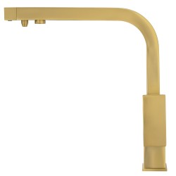 Grifo de cocina monomando 3 vías cuadrado con osmosis en oro mate serie Porcos