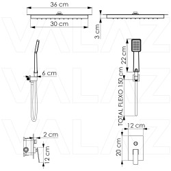 Ducha empotrada ras  monomando cromo Serie Limia