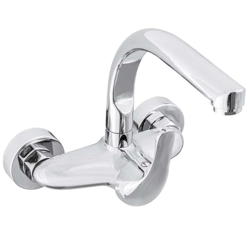 Grifo de cocina a pared redondo cromado serie Genil