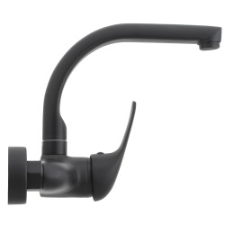 Grifo de cocina a pared redondo negro mate serie Genil
