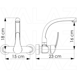 Grifo de cocina a pared redondo oro mate serie Genil