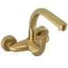 Grifo de cocina a pared redondo oro mate serie Genil